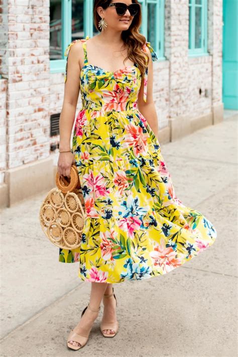 eliza  yellow floral midi dress   york city style charade