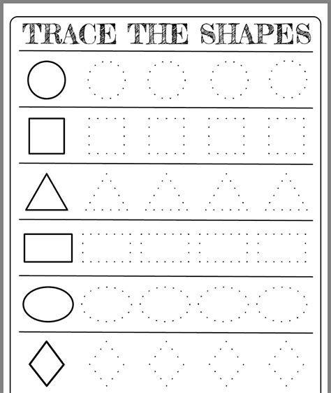 printable tracing shapes worksheets