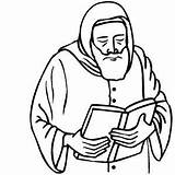 Monk Coloring Pages Getcolorings Bible Reading sketch template