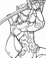 Genji Coloring Pages Inks Deviantart Overwatch sketch template