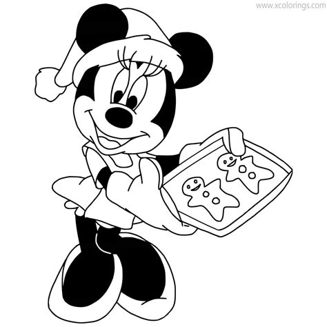 minnie mouse christmas gingerbread coloring pages xcoloringscom