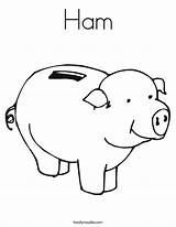 Piggy Bank Coloring Money Ham Saving Math Worksheet Pages Verb Clipart Cursive Template Pig Twistynoodle Am Print Noodle Outline Built sketch template