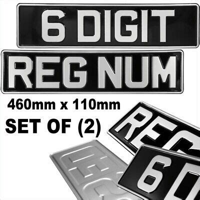 digit  mm black  silver metal pressed number plates car