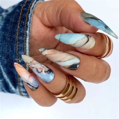 mesmerizing marble nail design   nail shapes