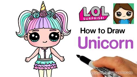 draw unicorn lol surprise doll youtube unicorn drawing