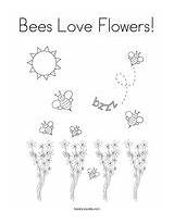Coloring Flowers Pollination Bees Bee sketch template