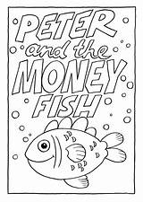 Fish Peter Colouring Money Craft Bible Story Coloring Books sketch template