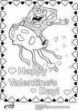 Spongebob Valentine Coloring Pages Valentines Color Jellyfish Printable Nickelodeon Getcolorings sketch template