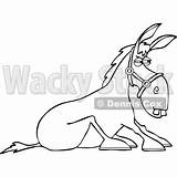 Donkey Cartoon Stubborn Refusing Djart Lineart Royalty Clipart Illustration Vector sketch template