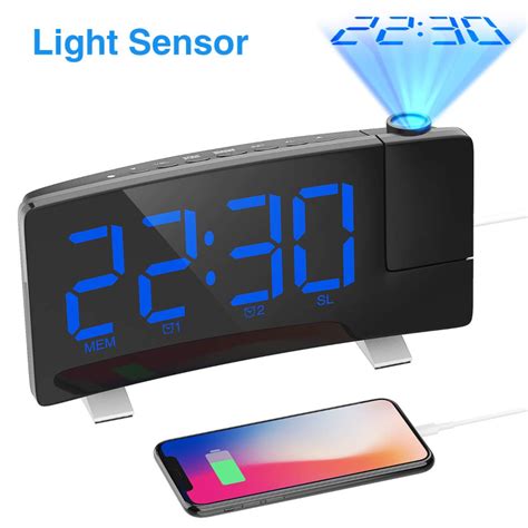 projection alarm clock  curved screen large digital display