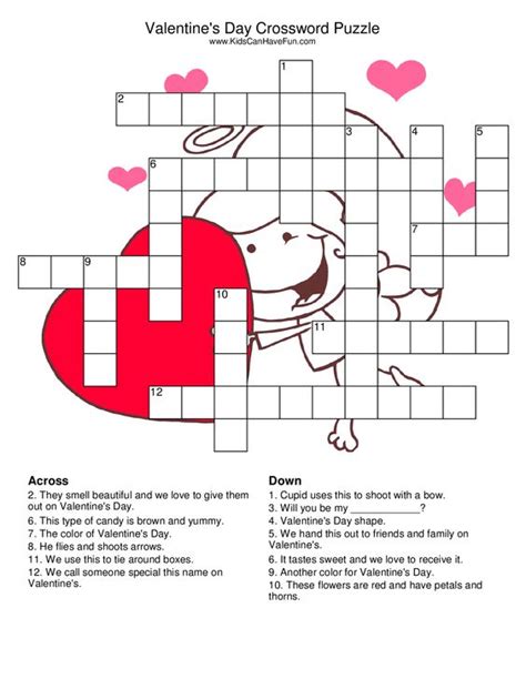 valentines day crossword puzzle valentines day ideas candy grams