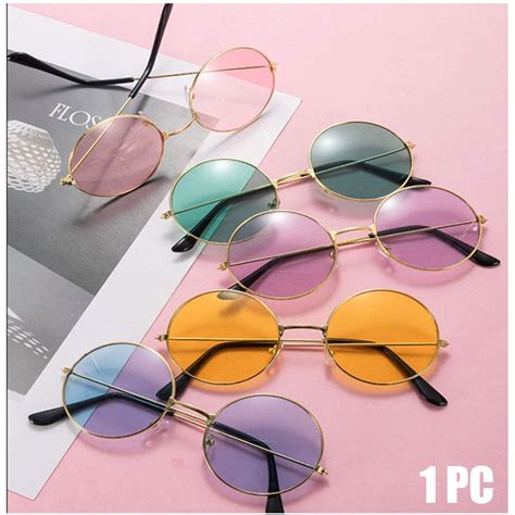 60 s style women men unisex vintage colored lenses hippie sunglasses