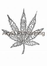 Weed Cannabis Leaf sketch template