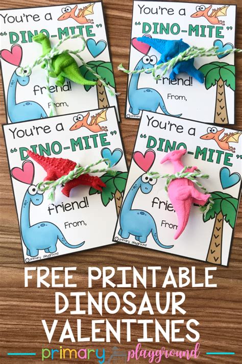 printable dinosaur valentines primary playground