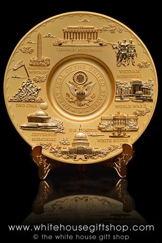 gold tone  tone plate great seal washington dc monuments  diameter stand fine casting