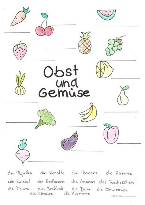 obst gemuese arbeitsblaetter