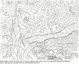 Starry Gogh Sternennacht Malvorlage Pintar Adult Sonnenblumen Colorare Sheets Noite Estrelada Ausmalbild Malvorlagen Doodle Ausmalen Coloringhome sketch template