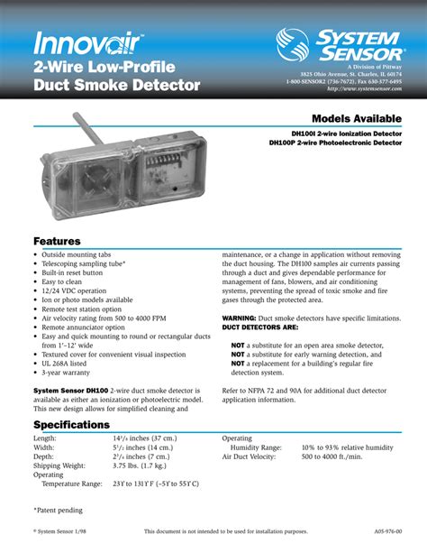 system sensor  wiring diagram   manometer  test duct smoke detectors fire alarms