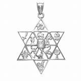 Star David Israel Jewish Gold Pendant Tribes Twelve Drawing Sterling Silver Getdrawings sketch template