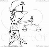 Justice Lady Scales Sword Illustration Blindfolded Cartoon Coloring Clipart Royalty Vector Toonaday Pages Drawing Courtroom Judges Gavel Getcolorings Getdrawings Leishman sketch template