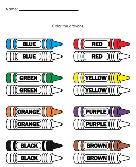 printable preschool worksheets colors