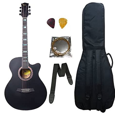 swan  black matt equalizer semi acoustic guitar  bag string strap  picks amazon