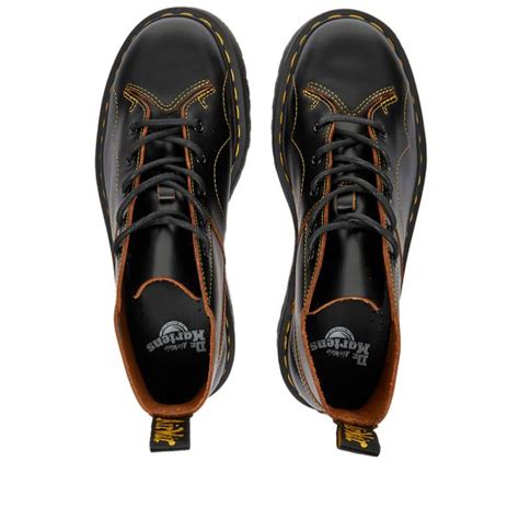 dr martens church quad retro boot black vintage smooth  uk