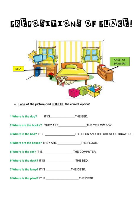prepositions  place  exercise