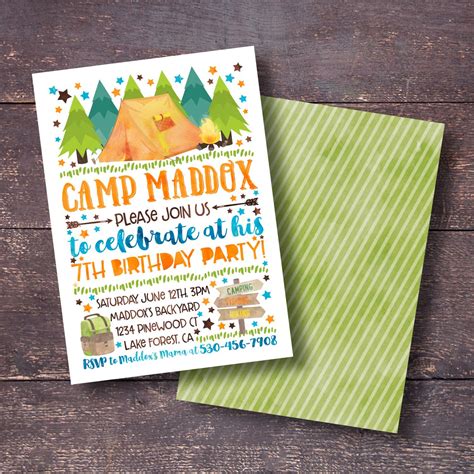 camping party invitation campout party invitation printable etsy