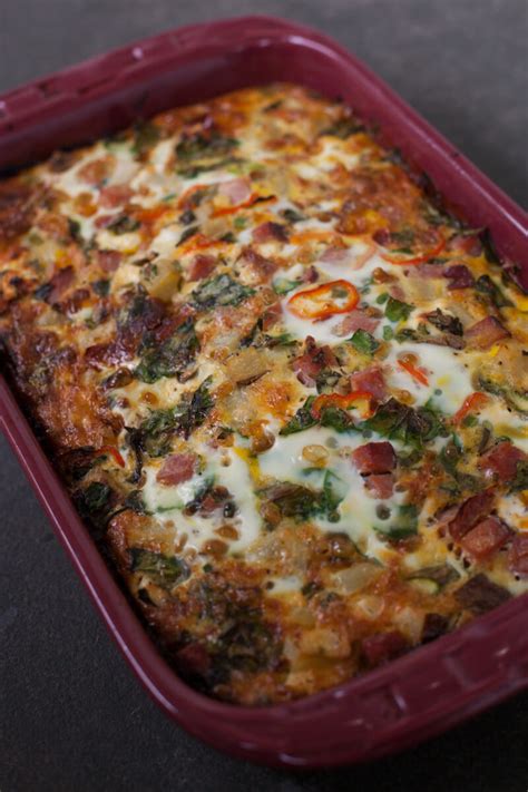easy overnight ham  veggie breakfast casserole recipe