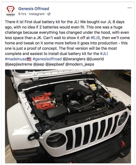 genesis  road dual battery kit  jeep wrangler forums jl