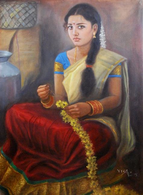 girl with flowers by artist vishalandra dakur