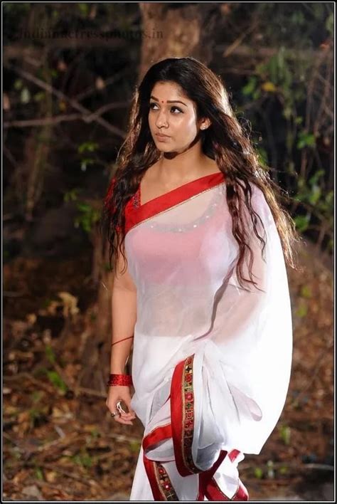 Nayantara Spicy Pictures In White Saree Yup Tamilan