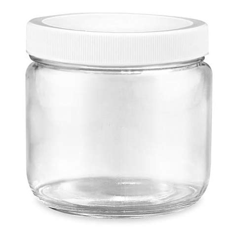 Straight Sided Glass Jars 12 Oz White Plastic Lid S