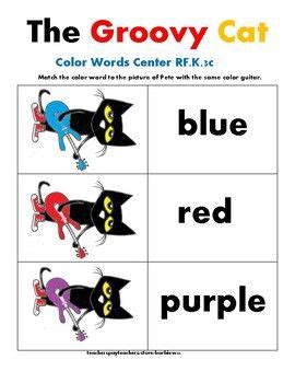grooy cat color words center   ks blue red purple