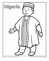 Coloring Pages Traditional Worksheets Nigerian Kids Clothing Around Colouring Dress Children Sheet Education Nigeria Outfits Sheets Cultures Costume Different Clothes sketch template