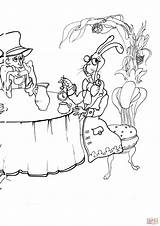 Pages Tea Party Coloring Mad Hatter Drawing Table Boston Dinner Hare March Icp Main Alice Wonderland Printable Supercoloring Skip sketch template