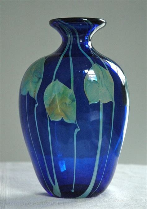 Cobalt Blue Hand Blown Art Glass Vase One Of A By Vintagegreats