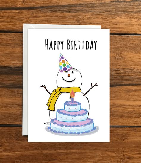 happy birthday snowman greeting card  etsy uk