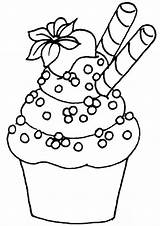 Cupcake Cupcakes Coloring Cute Pages Drawing Colorear Para Printable Kids Cake Strawberry Sheets Food Dibujos Birthday Clipart Colouring Print Books sketch template