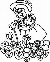 Coloring Garden Pick Girl Pages Flower Little sketch template