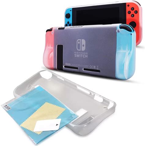 bolcom nintendo switch hoesje wit siliconen hoes case cover met screenprotector