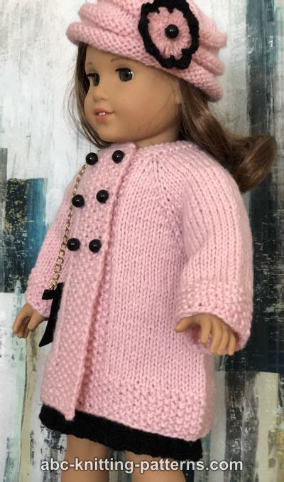 Abc Knitting Patterns American Girl Doll Vintage Double Breasted Jacket
