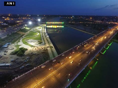 drone camera captures aerial view   upcoming gomti riverfront