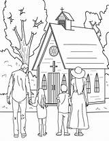 Church Coloring Going Family Pages Printable Drawing Easy Sunday Printables School Saying Country sketch template
