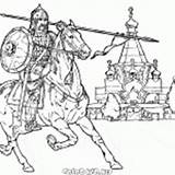 Coloring Spear Combatant Crusade Knight Mongolian Warrior Colorkid sketch template