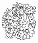 Zentangle Flores Bordados Mão Tranh sketch template