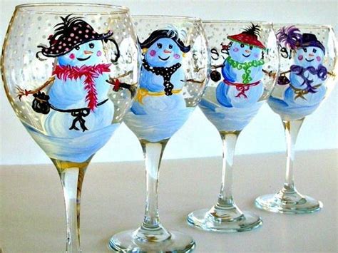 10 Hand Painted Wine Glass For Christmas