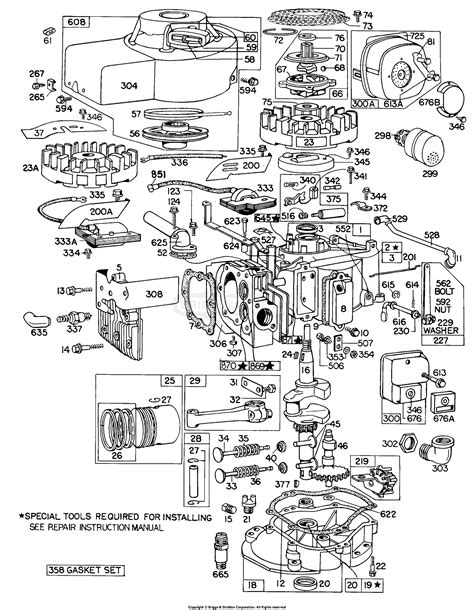 briggs  stratton    parts diagram  complete engine assembly