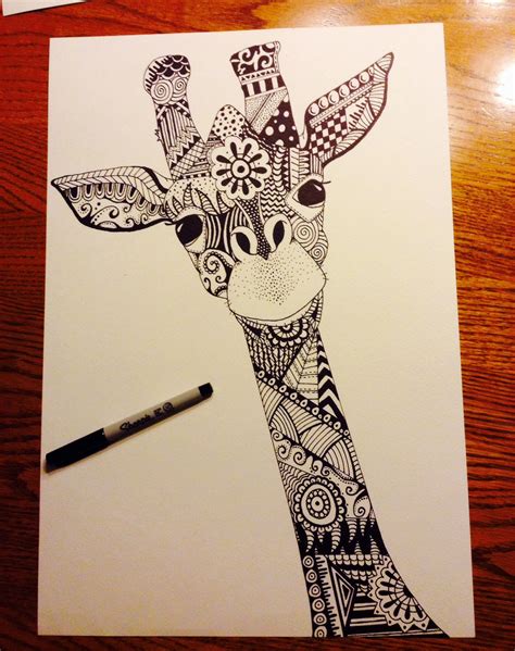 giraffe zentangle sharpie art artist liz leonard sharpie art